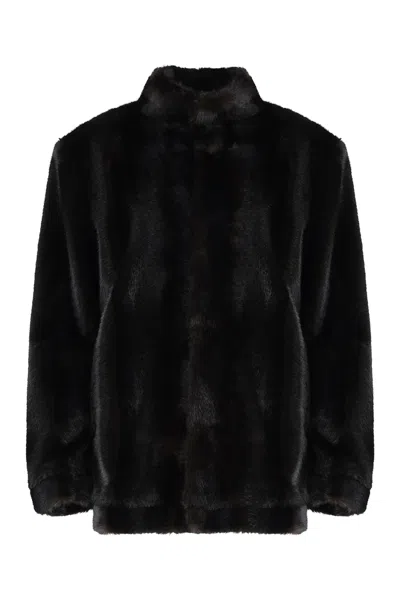 Mm6 Maison Margiela Faux Fur Jacket In Brown
