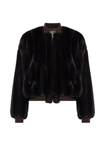 Mm6 Maison Margiela Faux Fur Jacket In Brown