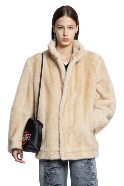 Mm6 Maison Margiela Faux Fur Jacket In Sand