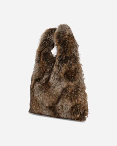 Mm6 Maison Margiela Faux Fur Japanese Bag Brown In Multi