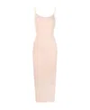 Mm6 Maison Margiela Faux-fur Ribbed-knit Fitted Dress In Nude
