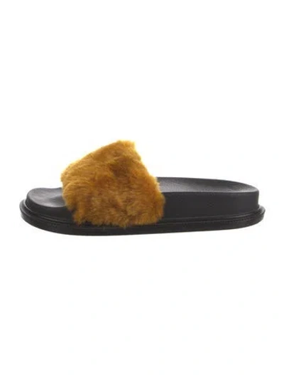 Pre-owned Mm6 Maison Margiela Faux Fur Slides In Yellow