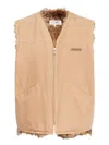 Mm6 Maison Margiela Faux Fur-trimmed Sleeveless Vest In Neutral