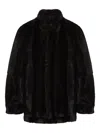 Mm6 Maison Margiela Plush Black Faux Fur Jacket With High Collar And Relaxed Fit In Black