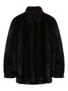Mm6 Maison Margiela Luxurious Faux Fur High Collar Jacket In Brown