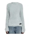 Mm6 Maison Margiela Faux Fur Turtleneck Jumper In Blue