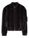 Mm6 Maison Margiela Faux-fur Zip-front Bomber Jacket In Brown