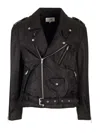 Mm6 Maison Margiela Mm6 By Maison Margiela Nylon Biker Jacket With Adjustable Belt And Multiple Pockets In Black