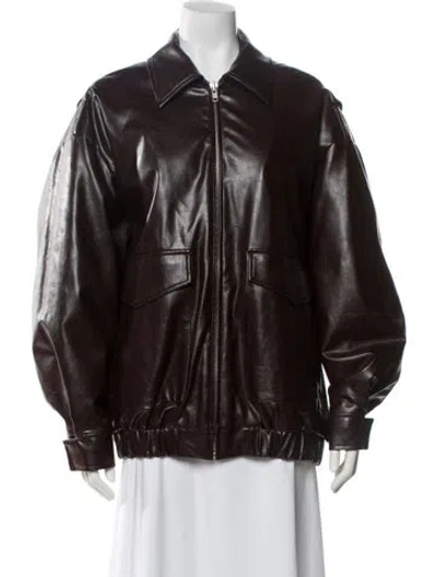 Pre-owned Mm6 Maison Margiela Faux Leather Bomber Jacket W/ Tags In Brown