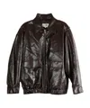 Mm6 Maison Margiela Oversize Faux Leather Bomber Jacket In Black