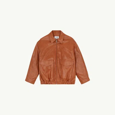 Mm6 Maison Margiela Faux Leather Jacket In Brown