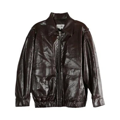 Pre-owned Mm6 Maison Margiela Faux Leather Jacket 'burgundy' | Red | Women's Size 38