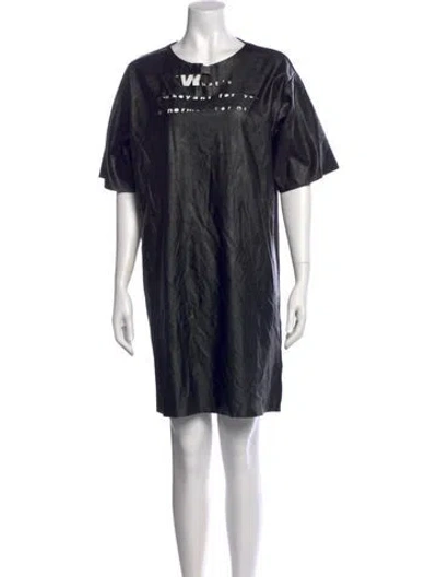 Pre-owned Mm6 Maison Margiela Faux Leather Mini Dress In Black