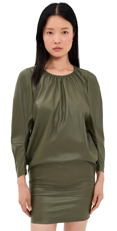 Mm6 Maison Margiela Faux Leather Mini Dress Khaki In Green