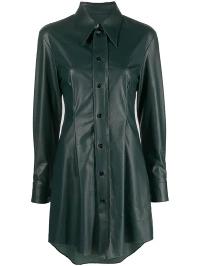 Mm6 Maison Margiela Faux Leather Dress In Green