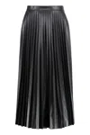 Mm6 Maison Margiela Pleated Faux Leather Midi Skirt In Black