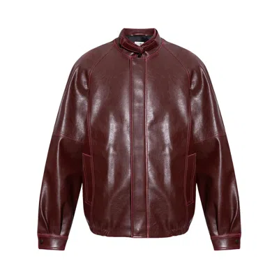 Pre-owned Mm6 Maison Margiela Faux Leather Sports Jacket 'burgundy' | Red | Men's Size 50