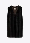 Mm6 Maison Margiela Faux Shearling V-neck Mini Dress In Brown