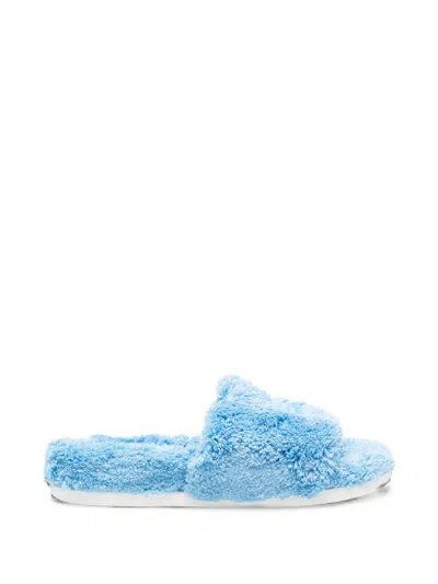 Mm6 Maison Margiela Kids' Faux-fur Slippers In Blue