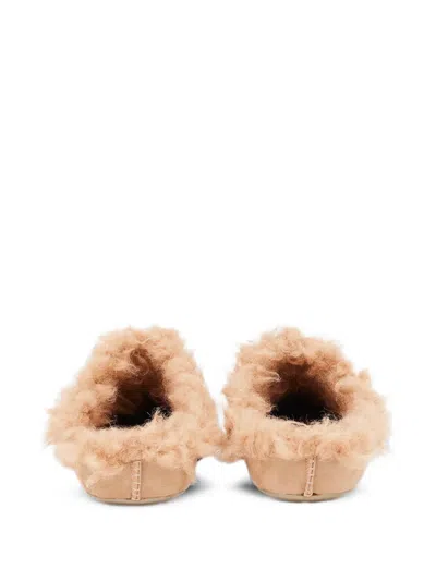 Mm6 Maison Margiela Faux-shearling Numeric-print Slippers In Neutral