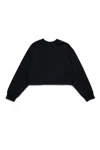 Mm6 Maison Margiela Felpa Girocollo Cropped Con Patch Numeric Logo In Black