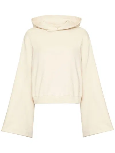 Mm6 Maison Margiela Drop-shoulder Hooded Sweatshirt In Beige