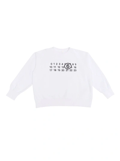 Mm6 Maison Margiela Kids' Numbers-motif Cotton Sweatshirt In White