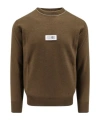 Mm6 Maison Margiela Khaki Virgin Wool Logo Patch Sweater In Green
