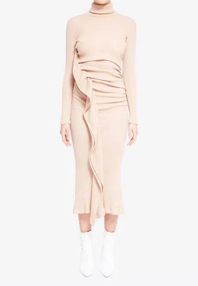 Mm6 Maison Margiela Fitted Midi Dress In Nude