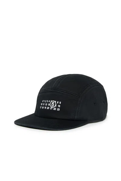 Mm6 Maison Margiela Five-panel Hat Branded With Numeric Logo In Black