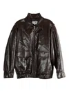Mm6 Maison Margiela Oversize Faux Leather Bomber Jacket In Brown