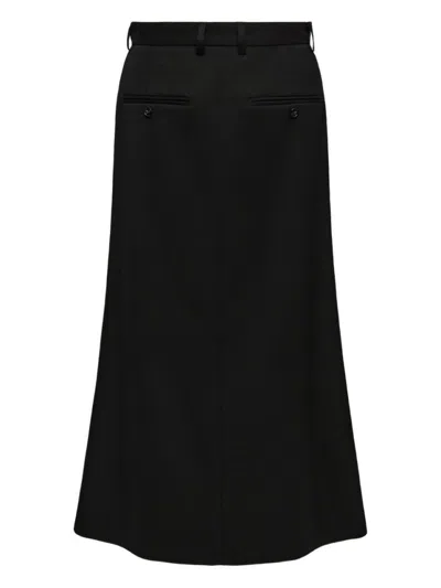 Mm6 Maison Margiela Flared Black Midi Skirt With Structured Design