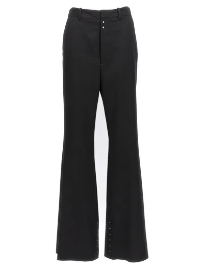 MM6 MAISON MARGIELA FLARED BLACK WOOL BLEND PANTS WITH CONTRAST STITCHING