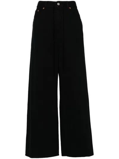 Mm6 Maison Margiela Wide-leg Cotton Jeans In Black  