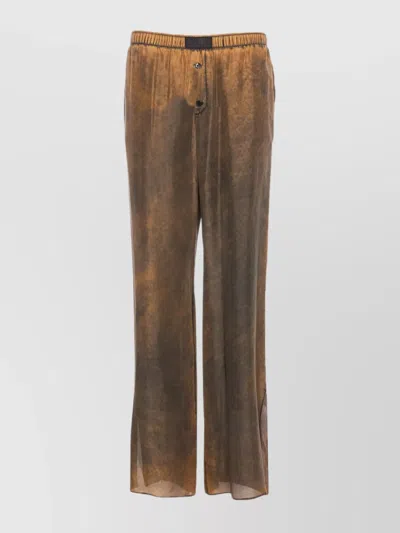 Mm6 Maison Margiela Flared Sheer Fabric Track Pants In Brown