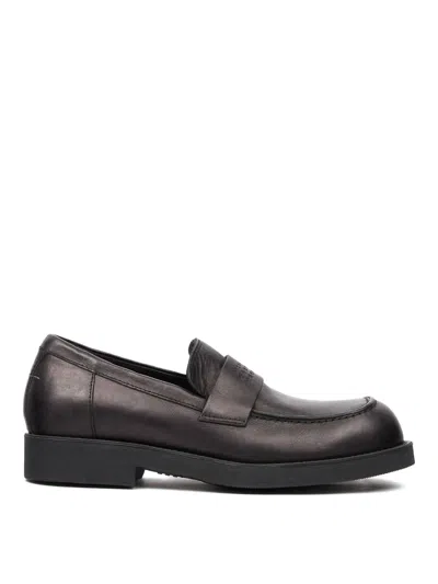 Mm6 Maison Margiela Leather City Biker Loafers In Black