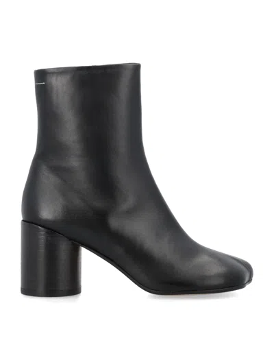 Mm6 Maison Margiela Tabi Ankle Boots In Nappa Leather In Black In Multi