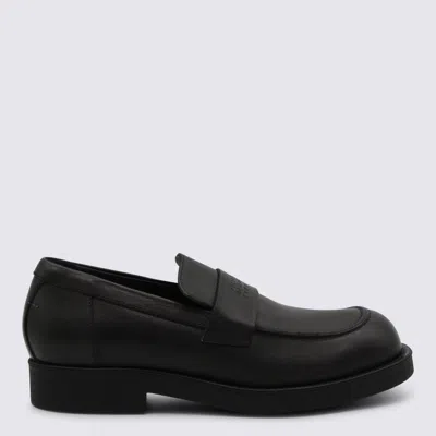 Mm6 Maison Margiela Black Calf Leather Bos Taurus Slip-on Loafers