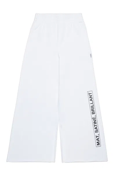 Mm6 Maison Margiela Kids' Fleece Trousers With Lettering In White