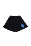 Mm6 Maison Margiela Fleece Shorts With Happy Star Graphics In Black