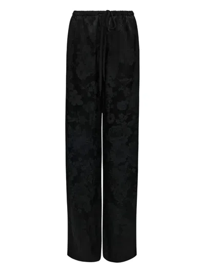 Mm6 Maison Margiela Floral-jacquard Trousers In Black
