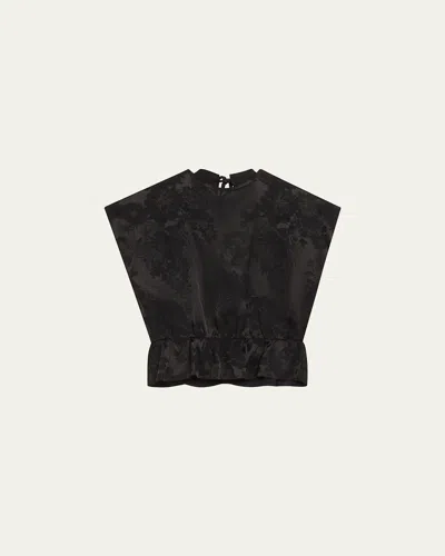 Mm6 Maison Margiela Floral Short-sleeve Top In Black