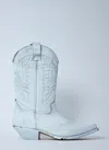 Mm6 Maison Margiela Mm6 By Maison Margiela Pointed Toe Leather Boots With Embroidery And Stacked Cuban Heel
