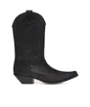 Mm6 Maison Margiela Pointed Toe Mid-calf Cuban Heel Boots In Black