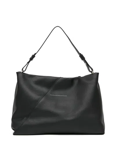 Mm6 Maison Margiela Folded Leather Clutch Bag In Black