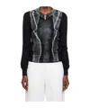 Mm6 Maison Margiela Folded Printed Gauge 14 V-neck Sweater In Black