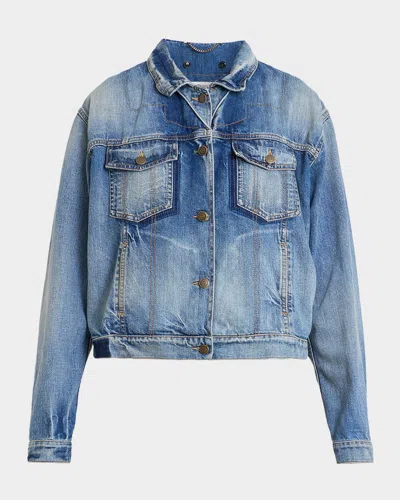Mm6 Maison Margiela Folded-collar Denim Jacket In Blue