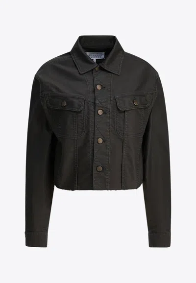 Mm6 Maison Margiela Four-stitch Denim Jacket In Black