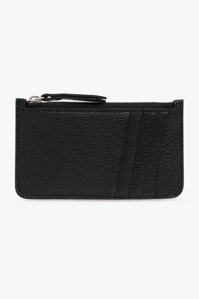 Mm6 Maison Margiela Four-stitch Leather Cardholder In Black