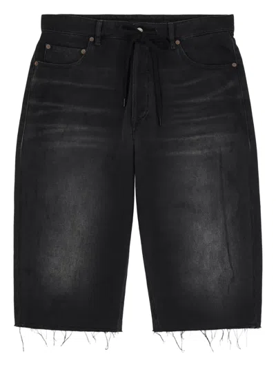 Mm6 Maison Margiela Frayed Denim Shorts In Black
